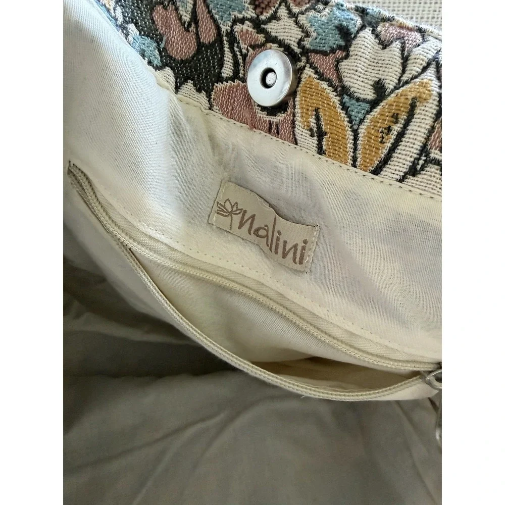 Nalini Floral Tapestry Canvas Stripe Square Tote Bohemian Grandmacore